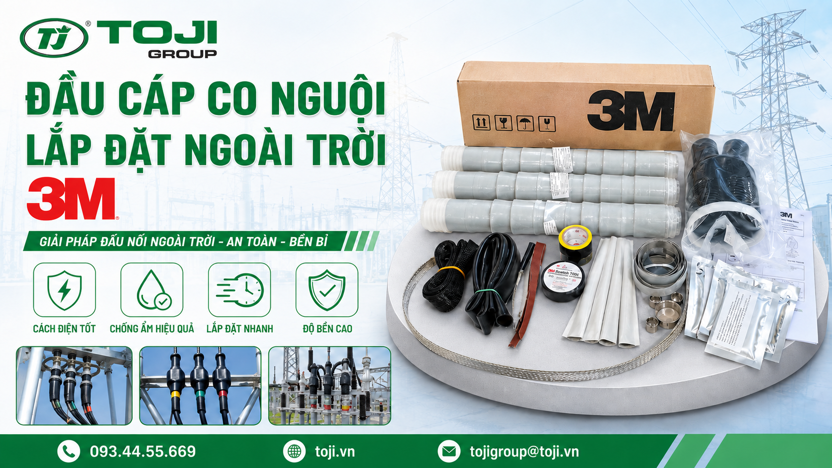 Đầu cáp co nguội 3M lắp đặt ngoài trời